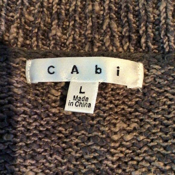 CAbi Brown/Gray Marled Open Front Long Cardigan Cotton Style 880 Size L - Picture 7 of 9